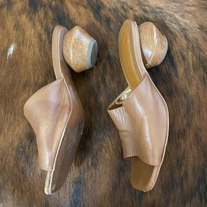 Brown leather heeled sandals